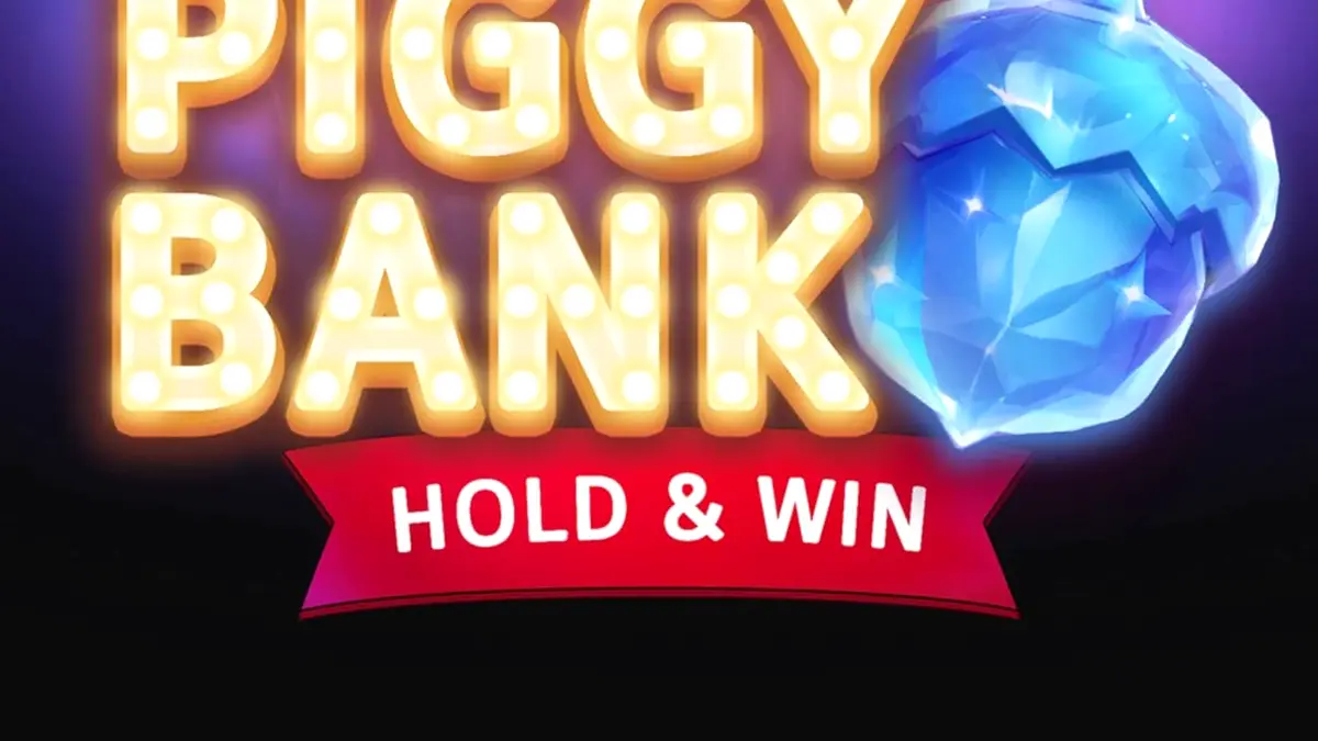 Tampilan visual slot Piggy Bank Hold & Win dengan karakter babi neon